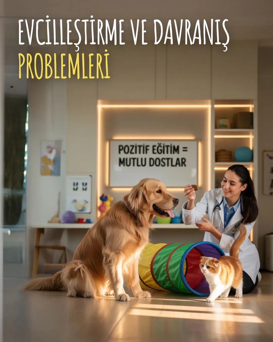 Evcilleştirme ve Davranış Problemleri, Korku, agresyon, tuvalet eğitimi sorunları, Davranış terapileri, Veteriner destekli eğitim programları